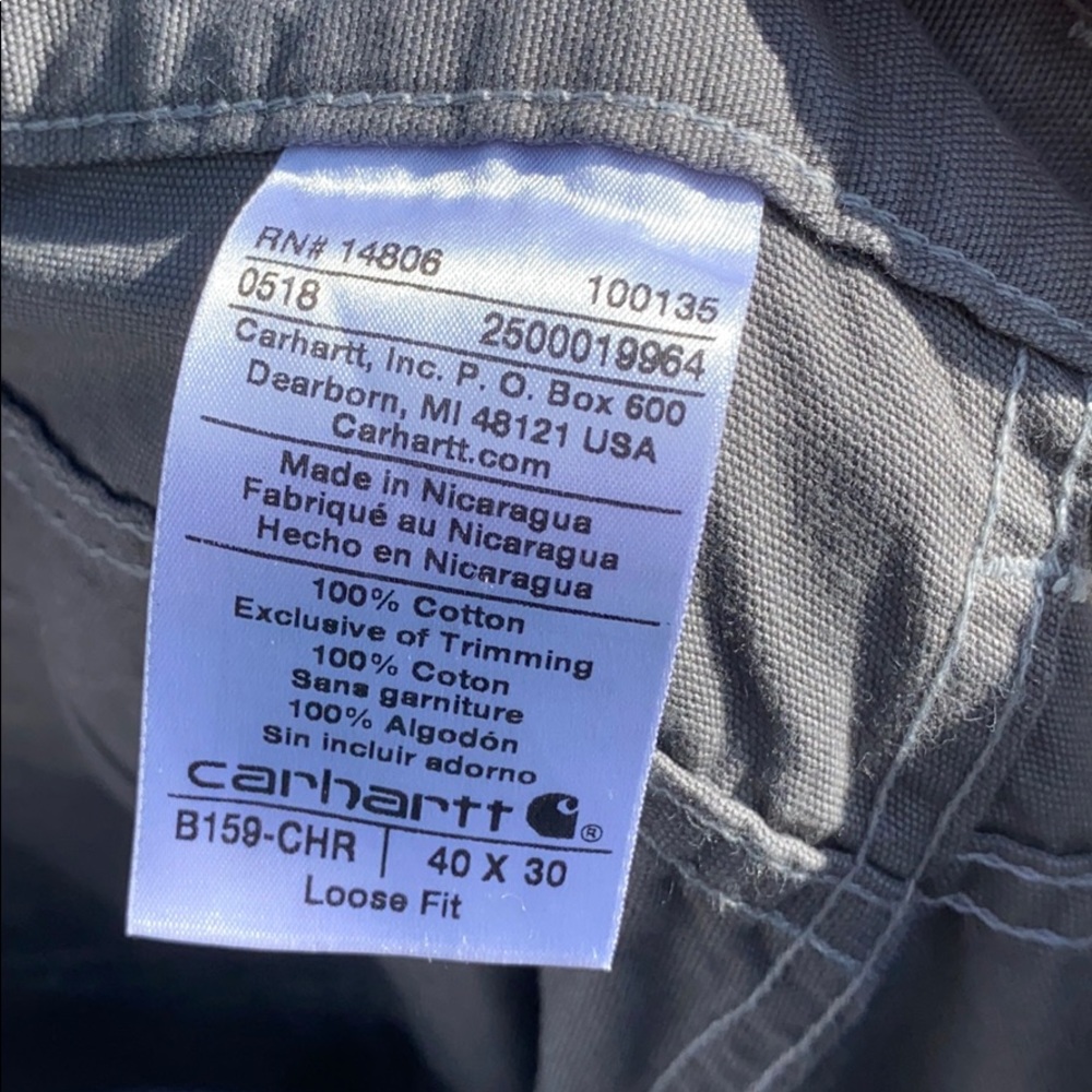 NWT Carhartt 40x 30 Carpenter Pants Gray - Picture 5 of 10